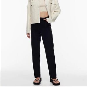 Aritzia Wilfred Free The Melina Cotton High-rise Straight-legged Black Pant S 6